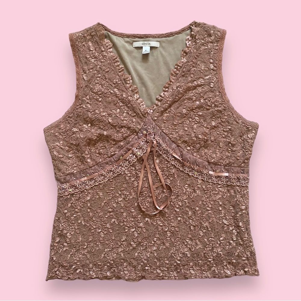 SOLD!! Merona pink fairycore lace cami top - Picture 1 of 4